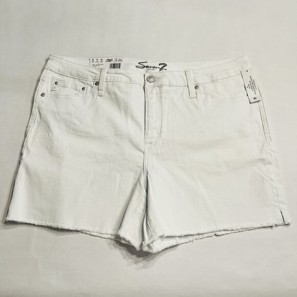 Seven7 Pants - Seven7 Women's Denim White Weekend Short Frayed Hem Sz 16